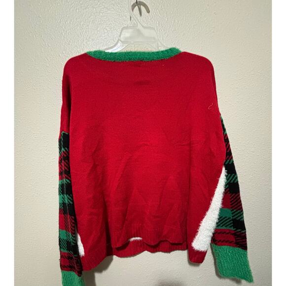 Women’s It's Our Time Ugly Christmas Sweater Camping Santa & Reindeer? Size XL - Picture 3 of 4